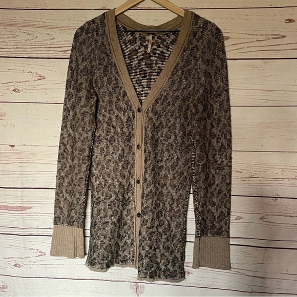 Free People Sweaters - Free People Leopard Print Cardigan Size Medium